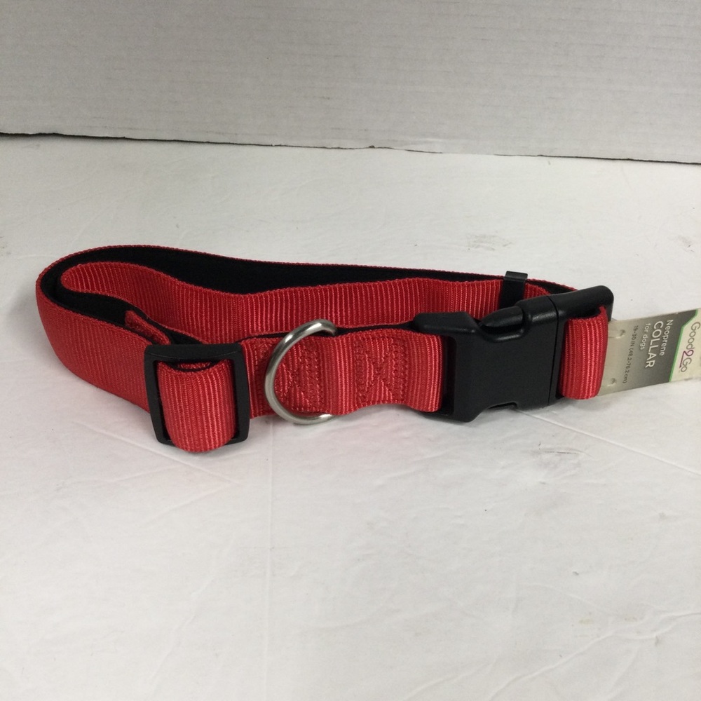 Good2Go Red Neoprene Collar for Dogs w Black Accents 19-30in New